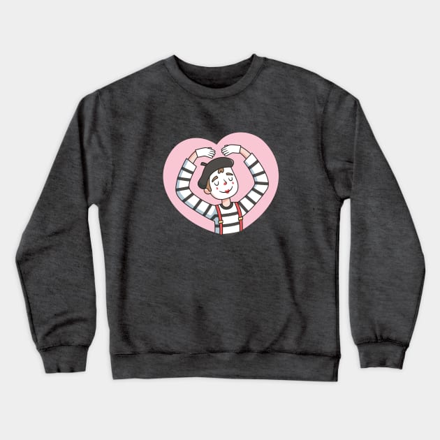 Cute Mime With Love Gesture Crewneck Sweatshirt by rustydoodle